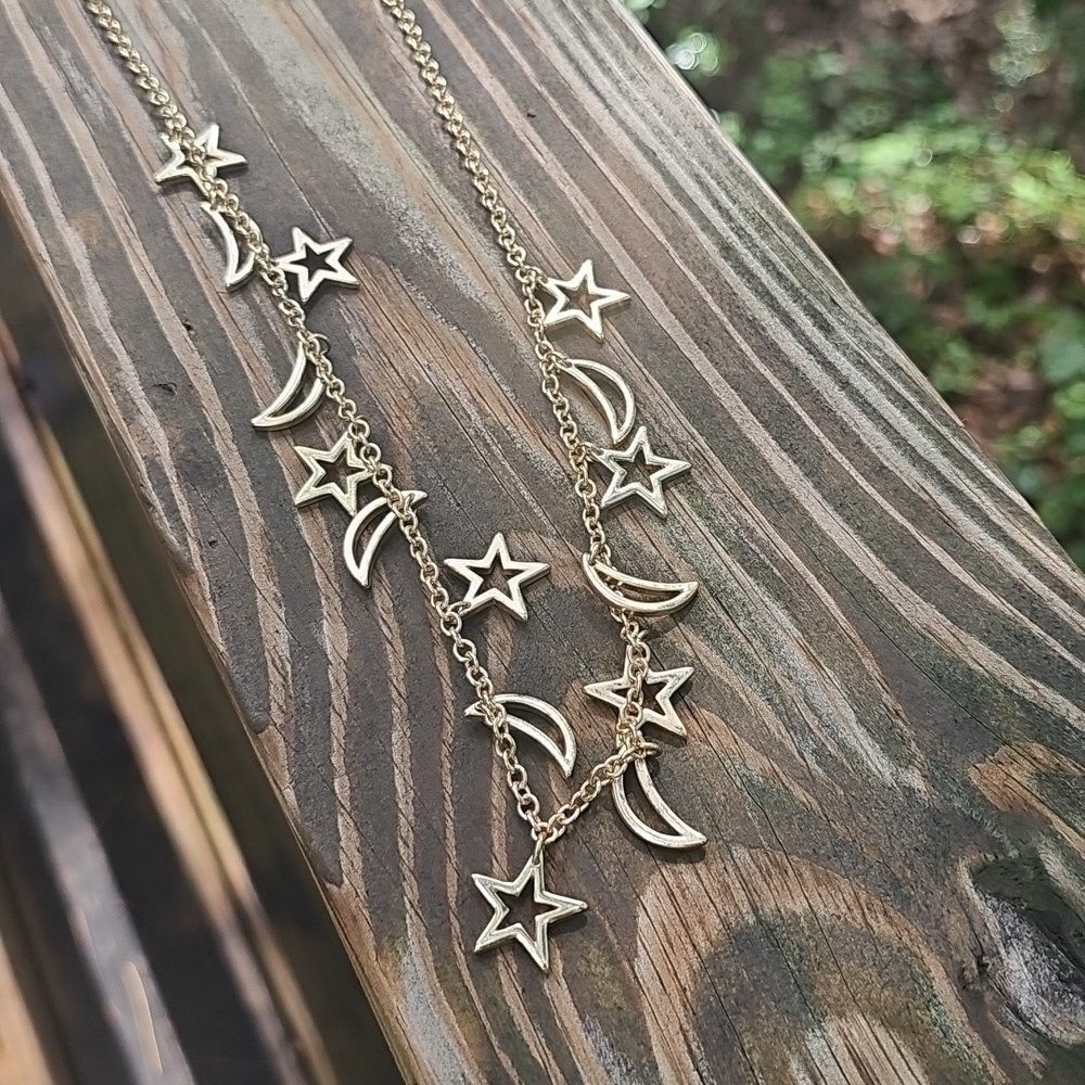 J Crew Moon And Stars Charm Necklace